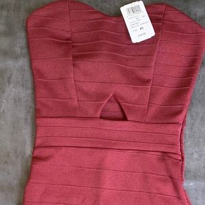 Burgundy Strapless pencil  dress